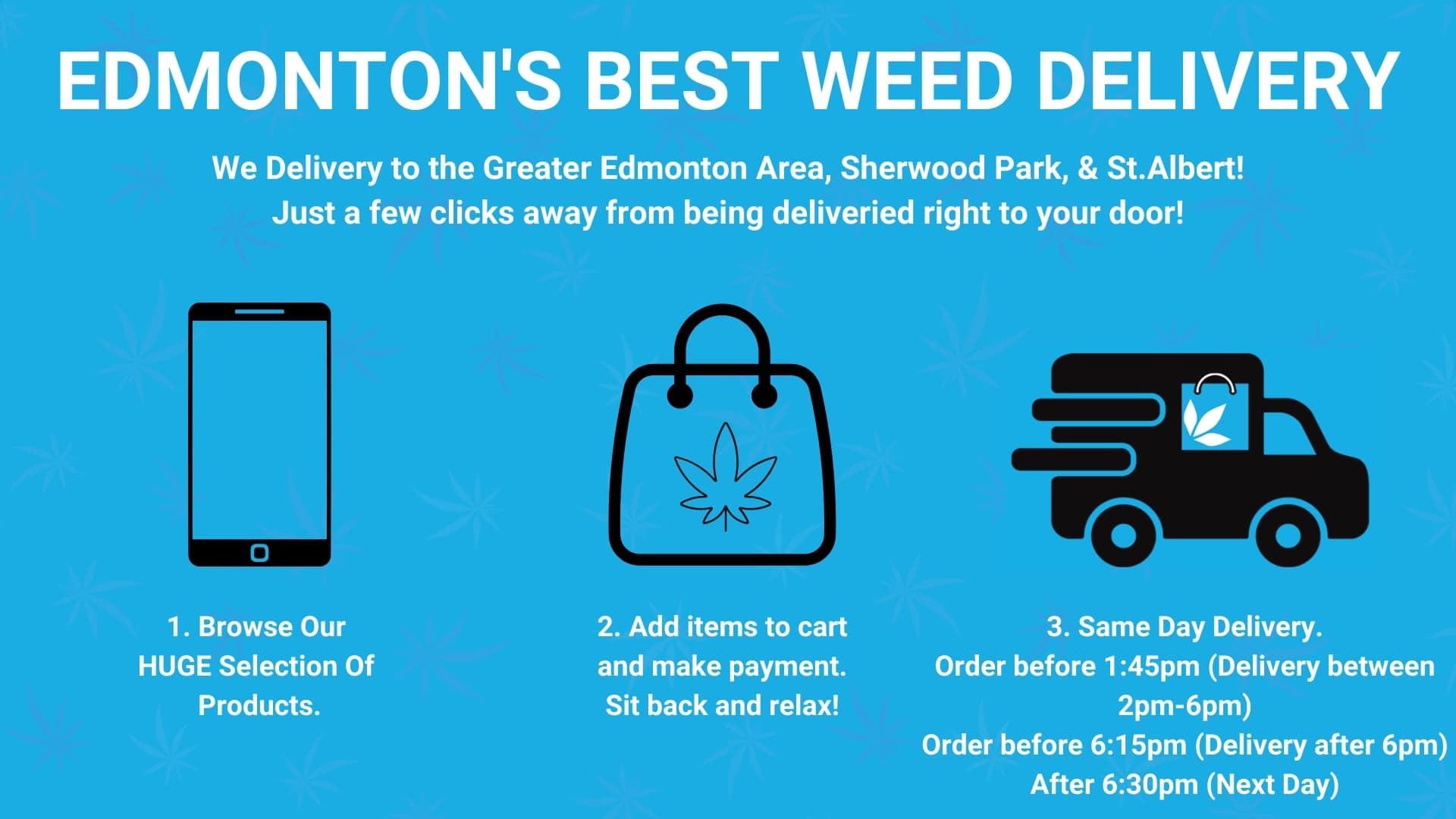 Steps for Edmonton weed delivery. Fastest and most reliable cannabis delivery